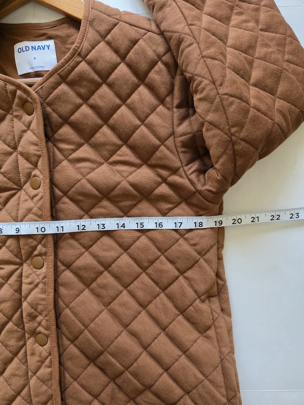 Old Navy Brown Textured Quilted Snap Jacket S Lightweight Pockets Classic Boho - Picture 9 of 10